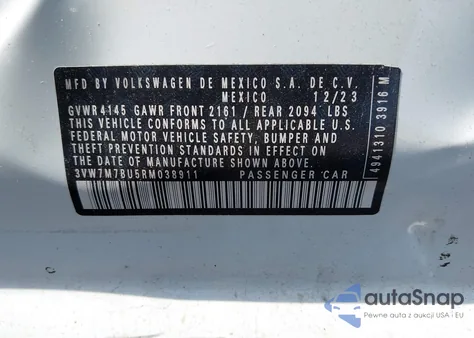 2024 Volkswagen Jetta 1.5T Se from USA, damaged, VIN 3VW7M7BU5RM038911